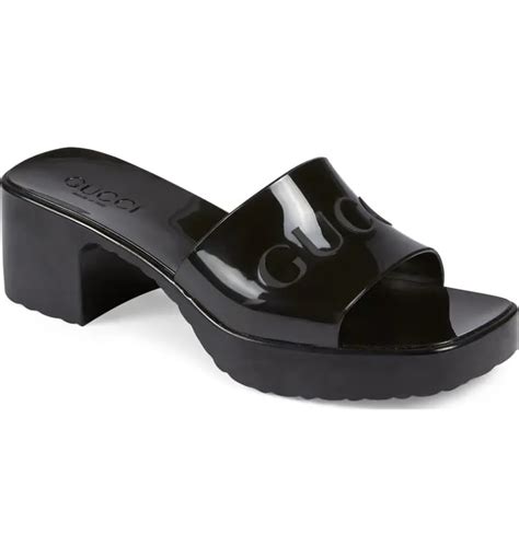 gucci logo rubber slide sandal replica|gucci rubber platform slide sandals.